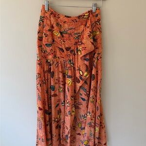 Ulla Johnson Orange Floral Maxi Skirt